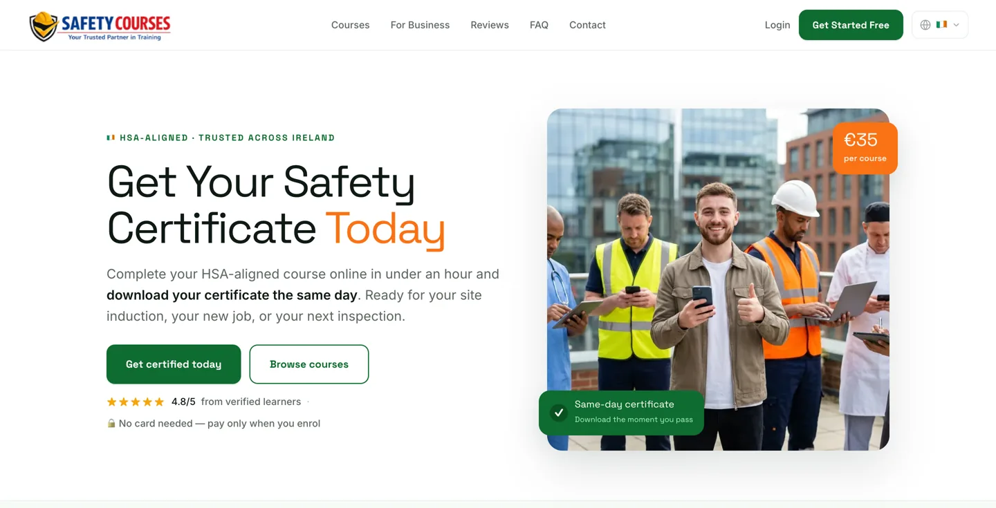 Safety Courses Online homepage