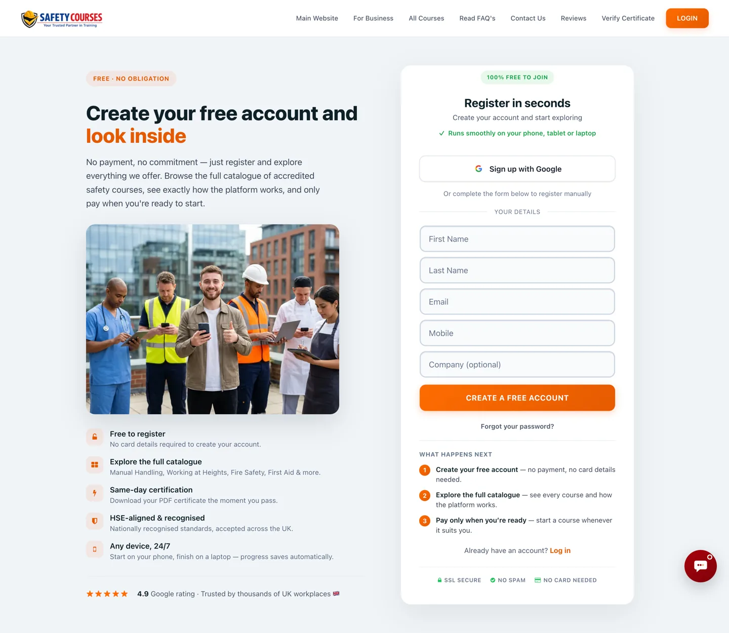 Creating your account