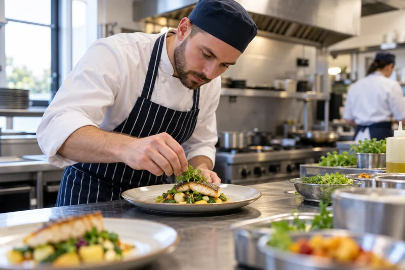 Chef in a catering kitchen